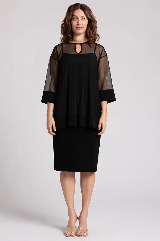 Mesh Keyhole Tunic | Black