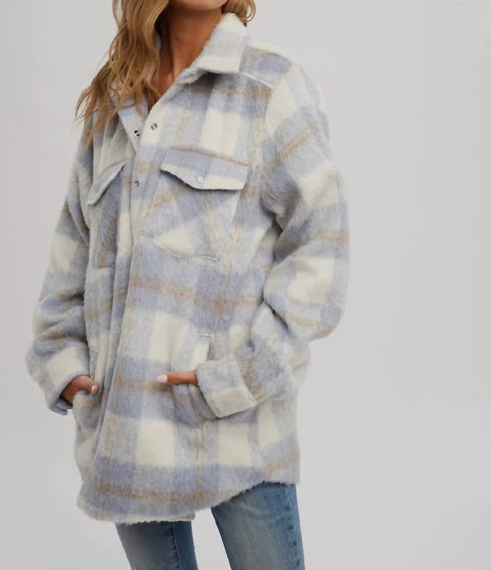 Brushed Flannel Jacket In Light Blue