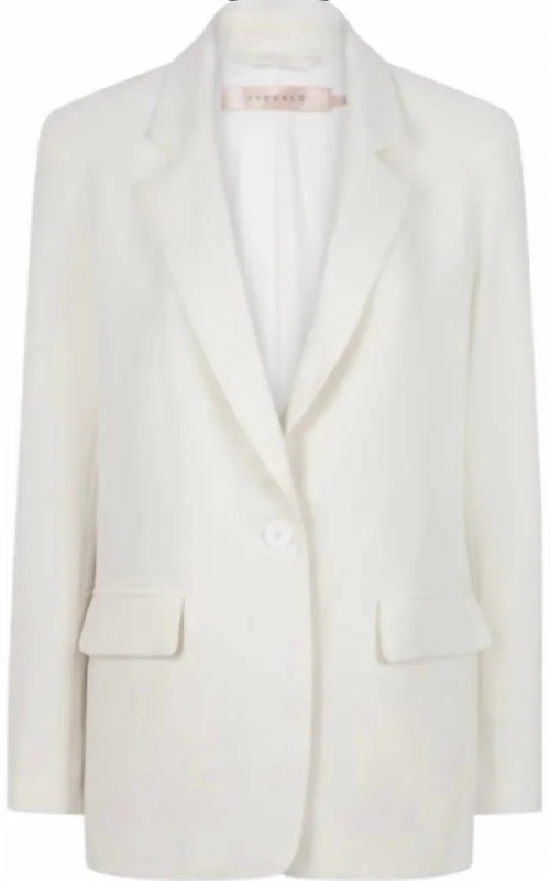 Classic Button Open Blazer In Off White