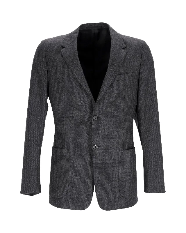 Prada Single-Breasted Blazer in Black Virgin Wool