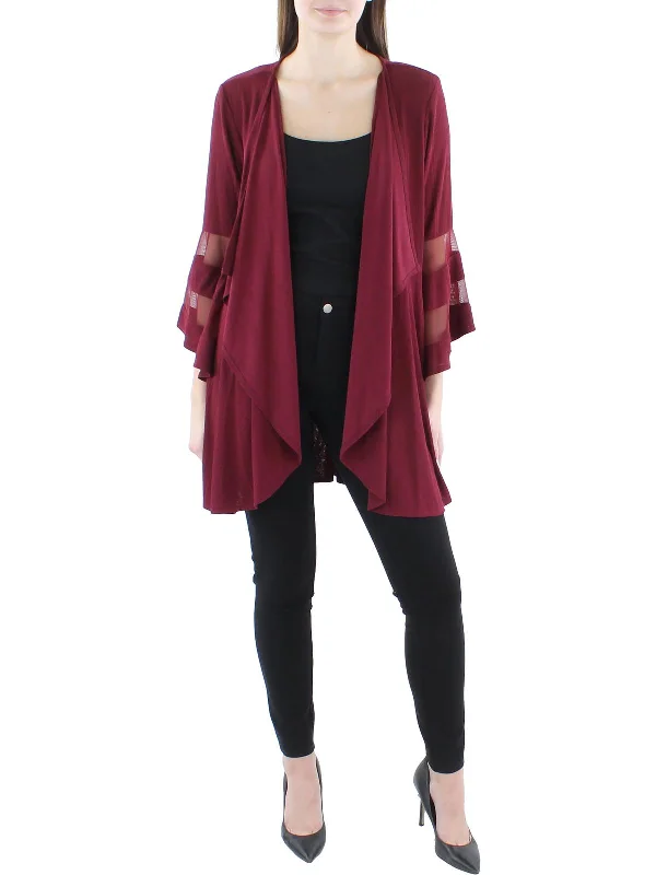 Womens Knit Mesh Inset Duster Blazer