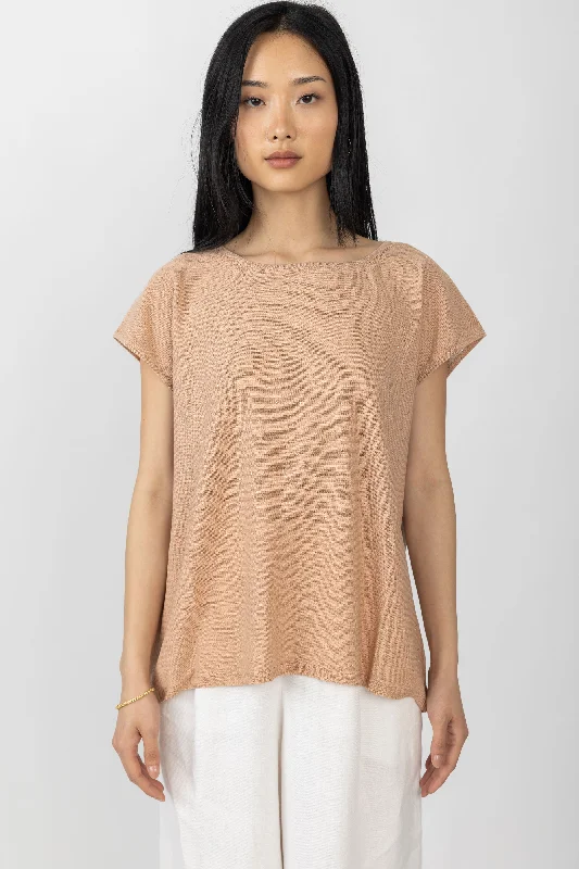 Knit Contrast Top in Rosa Roccia