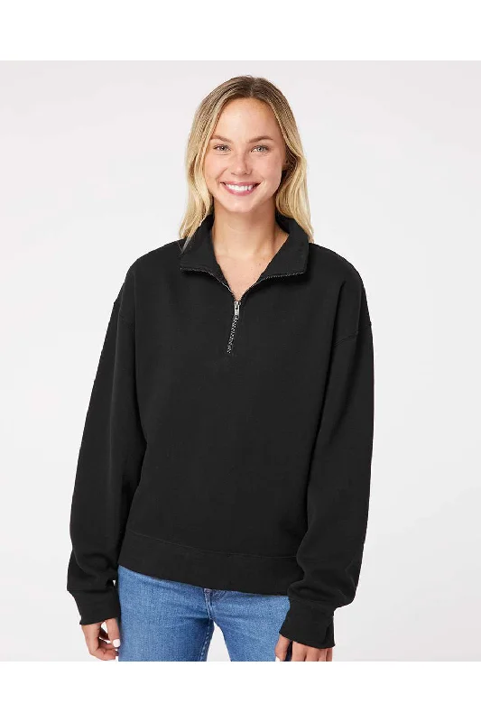 MV Sport Womens Sueded Fleece 1/4 Zip Sweatshirt - Black - NEW