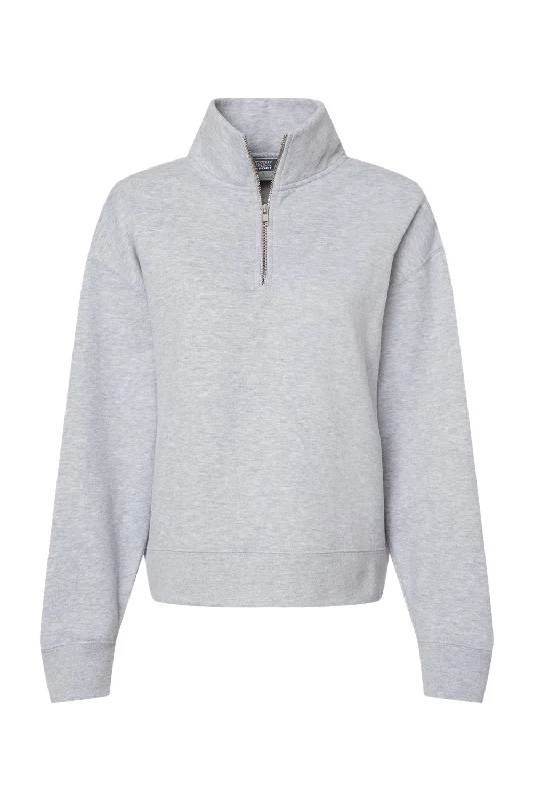 MV Sport Womens Sueded Fleece 1/4 Zip Sweatshirt - Heather Grey - NEW