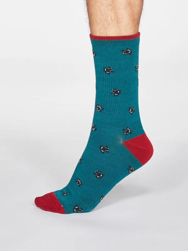 Wesley Frog Socks - Teal Green